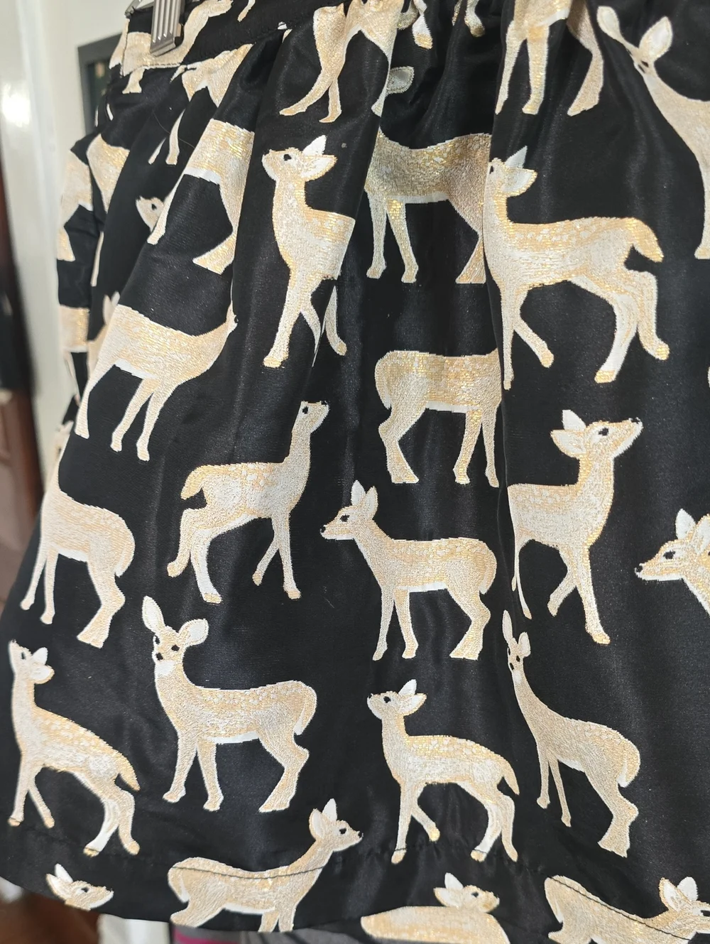 Kids Black Skirt with Gold Deer Print Gymboree 7 8